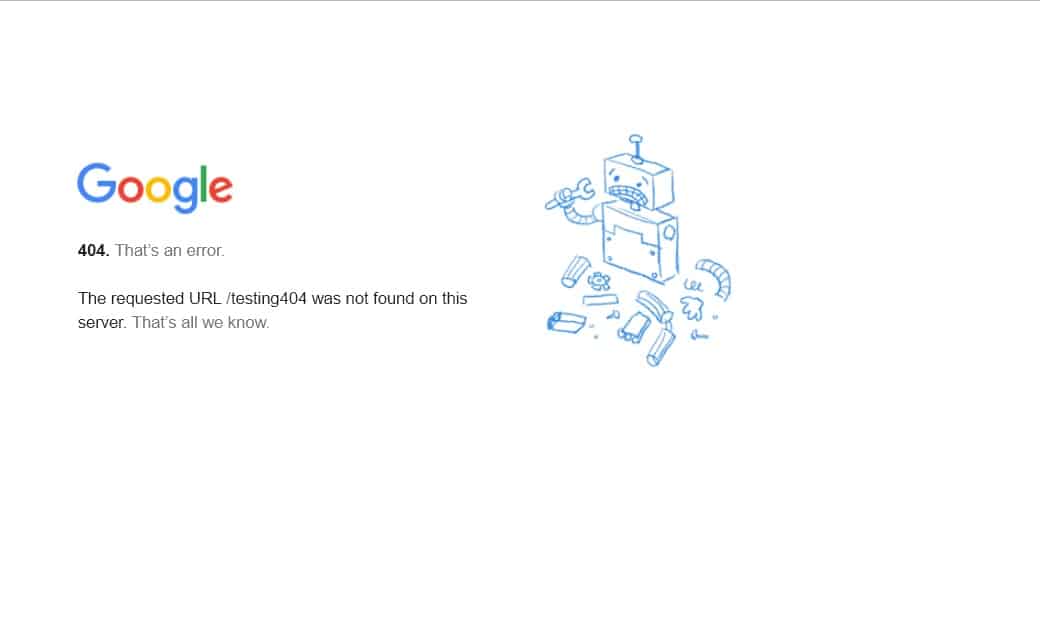 404 page not found error google